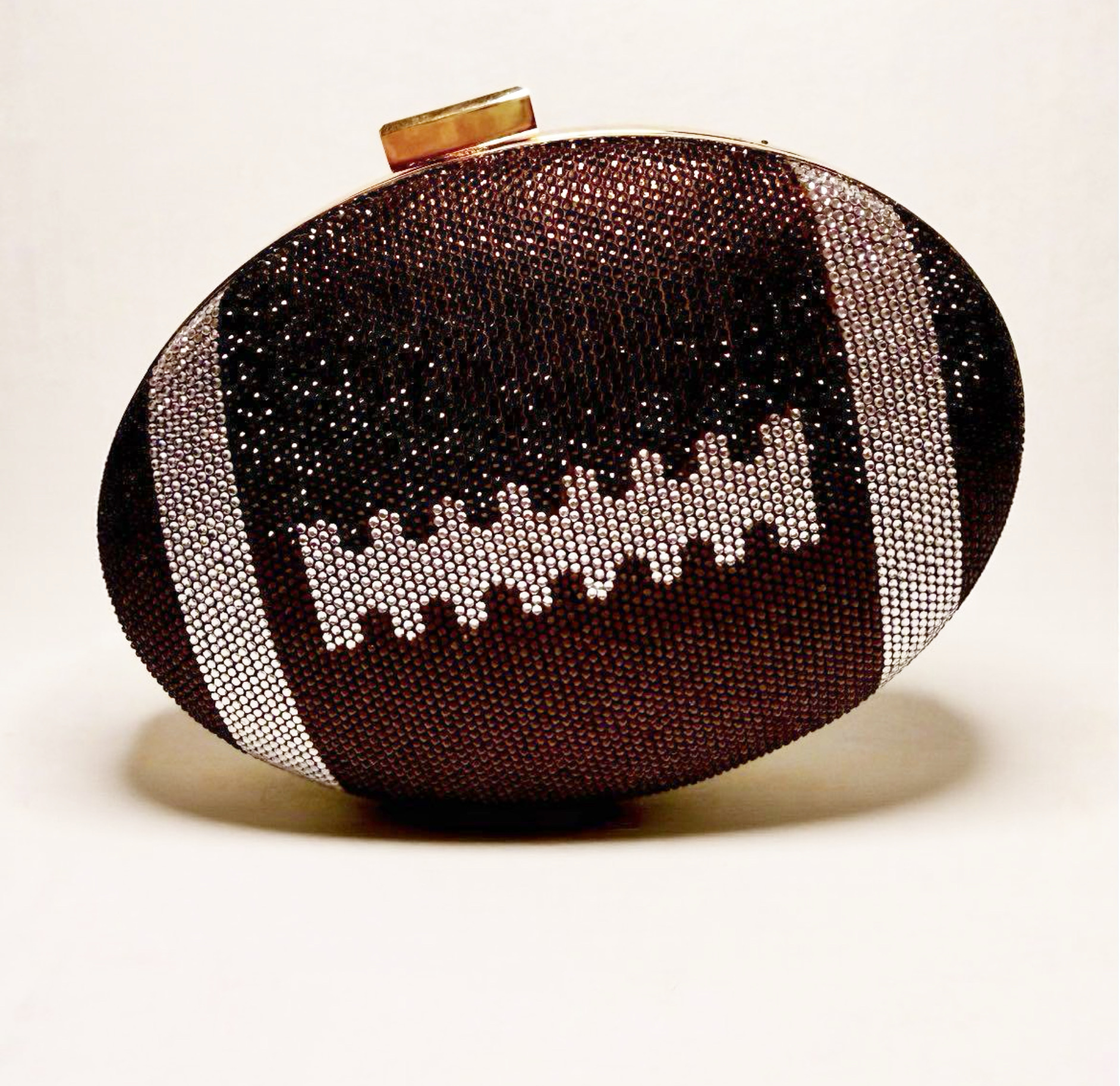 The Touchdown — Brown crystal football clutch